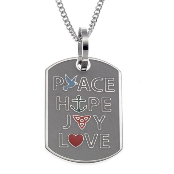 Joyful Sentiments Peace Hope Joy Love Pendant Necklace