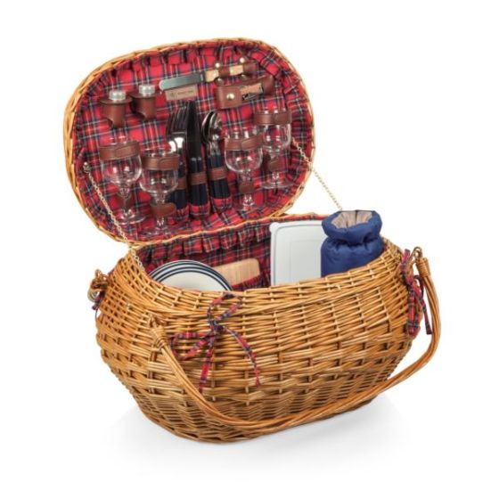 Highlander Basket - Red & Blue Tartan Pattern