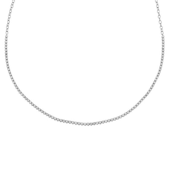Thin Diamond Tennis Choker 14K Size 16