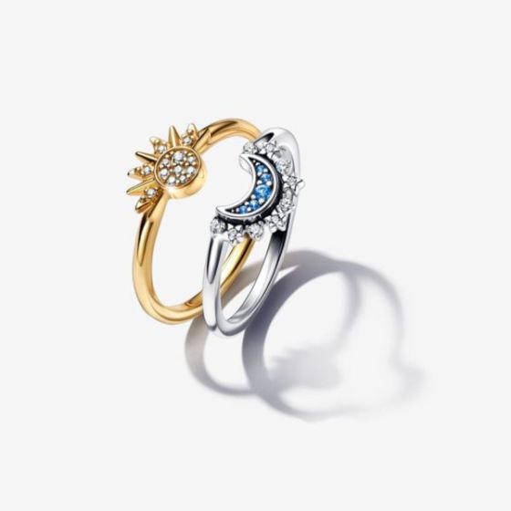Celestial Sun & Moon Ring Set Size 6