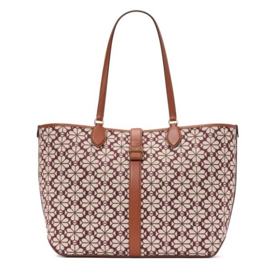 Spade Flower Jacquard Large Tote - Burgundy Multi