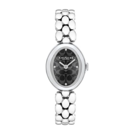Ladies' Sammy Oval Silver-Tone Stainless Steel Watch Black 