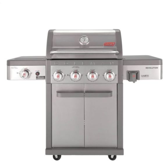 Revolution 4-Burner Gas BBQ Grill with Side Burner, 680-Sq. In. Total Cooking Surface, and Flare-Fre
