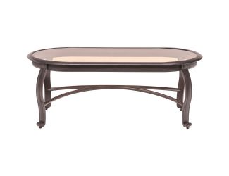 Gramercy 23-In. x 46-In. Outdoor Coffee Table with Smoked Tempered Glass Tabletop