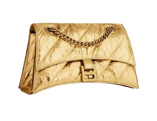 Balenciaga Crush Quilted Leather Metallic Gold Mini Crossbody Bag