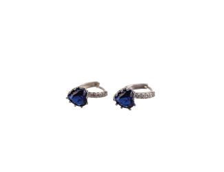 Blue Sapphire CZ Heart Shaped Earrings