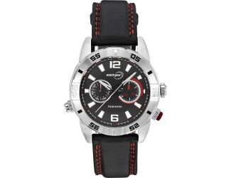 Men's 43mm Watch with Black Leather Strap