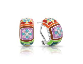 Belle Etoile Round Cubic Zirconia studded Multi color Bavaria Earrings - 925 Sterling Silver.