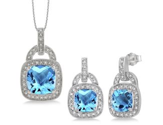 Blue Topaz Earring and Necklace Set