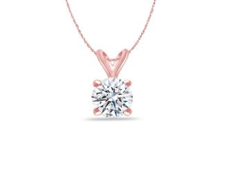 Bright White Round Lab Grown Diamond Pendant in 14K Rose Gold 0.08ct, Color-FG, Clarity-VS SI
