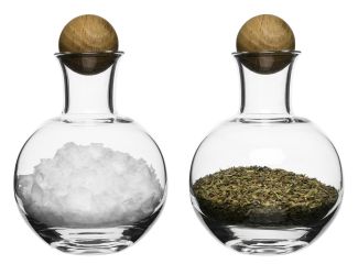 Nature Glass Spice Serving Set with Oak Stoppers, Set of 2