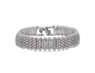 Elegant White Gold Plated Link Bracelet Size 7.25