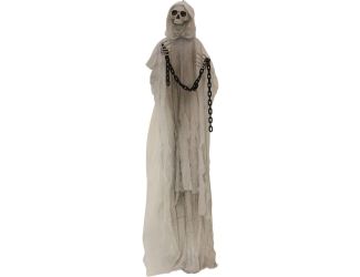 6.25-ft. Animated Reaper, Indoor/Covered Outdoor Halloween Decoration, LED Red Eyes, Poseable, Batte