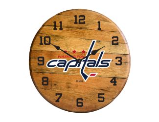 Washington Capitals Oak Barrel Clock