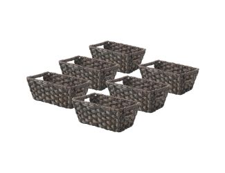 Set of 6 Split Rattique Totes in Driftwood, 11.5 L x 6.625 W x 4.5 H inches