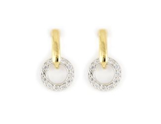 Diamante Circle Post Earring - Gold. Circle 1/2", L 7/8". Made in America, Handcrafted in RI