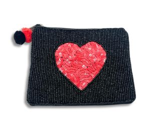 Heart Beaded Coin Purse