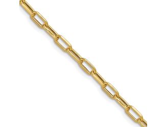 14K Yellow Gold 3.7mm Semi-Solid Beveled Diamond Cut Paperclip Chain 18"