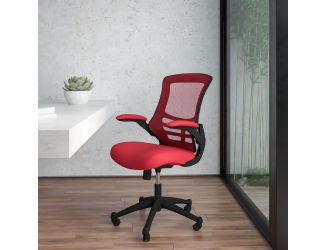 Mid-Back White Mesh Swivel Ergonomic Task Office Desk Chair with Flip-Up Arms