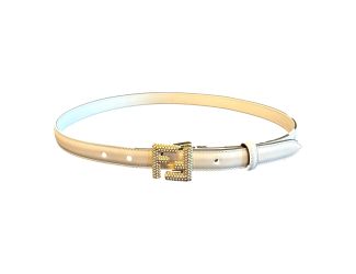 Fendi FF Studded Skinny Ivory Latte Belt Size 85