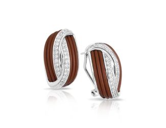 Belle Etoile Round Cubic Zirconia studded Brown Eterno Earrings - 925 Sterling Silver.