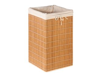 Square Bamboo Wicker Hamper w/ Canvas Bag