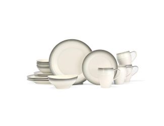 Swirl Ombre Graphite 16pc Ironstone Dinnerware Set
