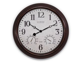 15in Indoor/Outdoor Wall Clock with Temperature and Humidity