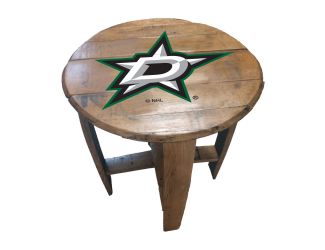Dallas Stars Oak Barrel Table