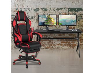 Black/Red Gaming Desk Bundle - Cup/Headset Holder/Mouse Pad Top