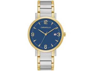 Caravelle Men's Two Tone Bracelet Retro Style Blue Dial