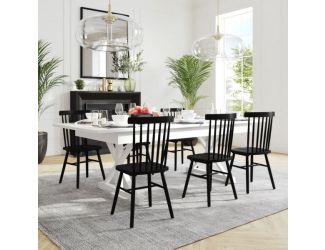 Solid Pine Farm Dining Table with X-Style Legs in Antique Rustic White-8' x 40"