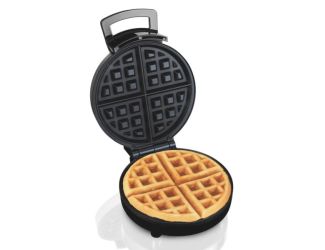 Round Belgian Waffle Maker w/ Adjustable Temperature