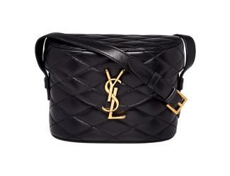 Saint Laurent June Quilted Leather Crossbody Bag in Black with Gold Hardware YSL Closure