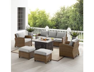 Bradenton 6Pc Wicker Outdoor Sofa Set W/ Fire Table