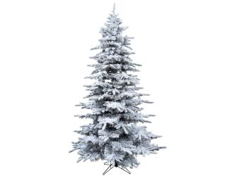 6.5-Ft Silverado Pine White Flocked Slim Christmas Tree with Metal Stand