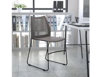 Home and Office Gray Sled Base Stack Chair with Air-Vent Back - Guest Chair
