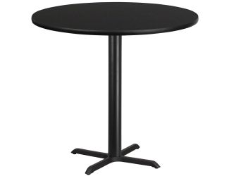 42" Round Black Laminate Table Top with 33" x 33" Bar Height Table Base