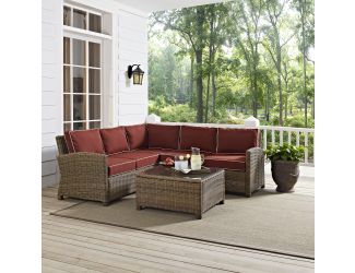 Bradenton 4-Piece Outdoor Wicker Seating Set with Sangria Cushions