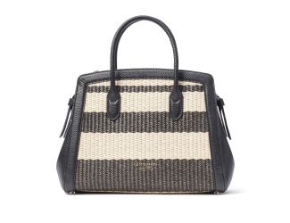 Knott Striped Straw Medium Satchel - Black Multi