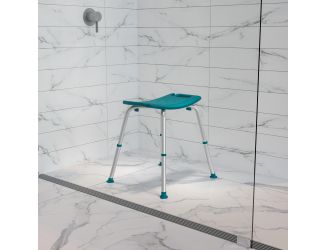Tool-Free 300 Lb. Capacity, Adjustable Teal Bath & Shower Chair w/ Non-slip Feet