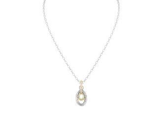 Cordo Oval W Gold Inset Pendant Necklace 16-18" adjustable. Made in America, Handcrafted in RI