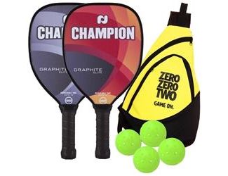 Champion Graphite Elite- 2 Paddle Bundle w/ Sling Bag-1 Blue and 1 Purple paddle
