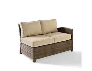 Bradenton Outdoor Wicker Sectional Right Corner Loveseat with Sand Cushions