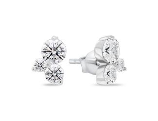 Sterling Silver Tri Stone Earrings