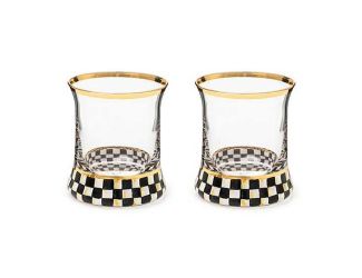 Sterling Check Tumbler Glass, Set of 2