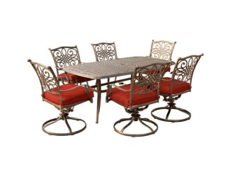 Traditions 7-Piece Dining Set in Red with 72 x 38 in. Cast-top Table