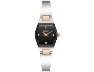 Ladies Modern Gemini Stainless Steel Bangle watch, Black dial
