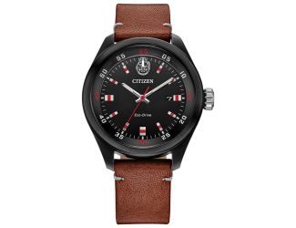 Men's Star Wars Chewbacca Brown Leather Strap, Black dial