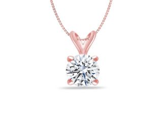 Bright White Round Lab Grown Diamond Pendant in 14K Rose Gold 0.20ct, Color-FG, Clarity-VS SI